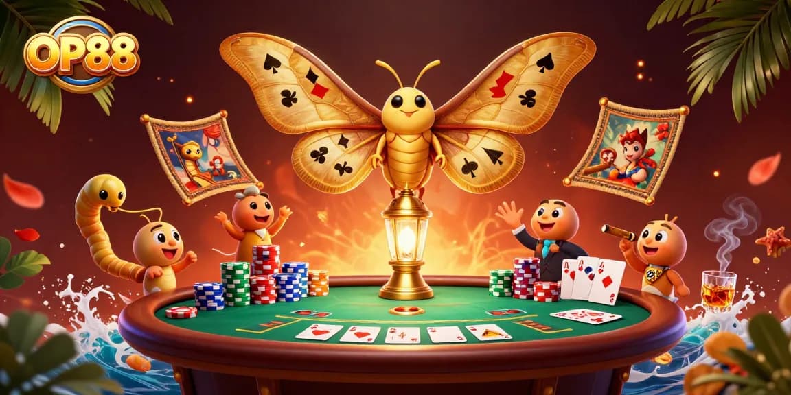 Win big with OP88 as vibrant casino elements create an enticing atmosphere for players.