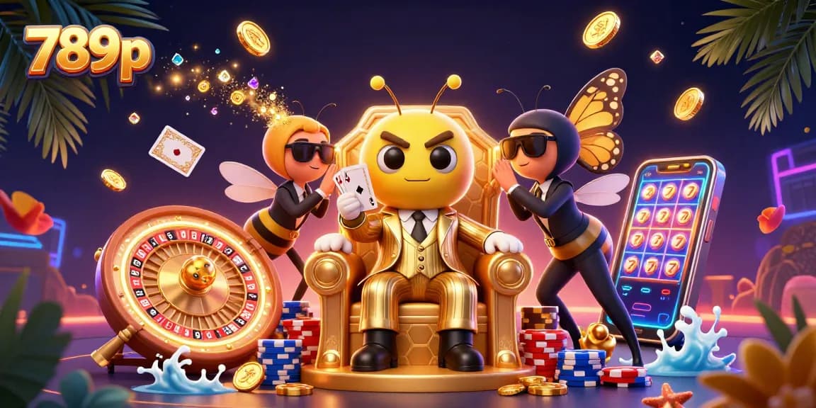 Win big at 789p with dynamic 3D casino illustration featuring thrilling games and golden rewards.