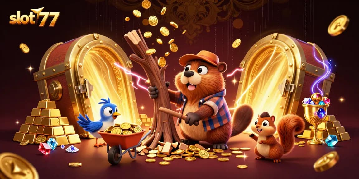 Experience thrilling wins with slot777 in a vibrant 3D casino scene featuring rich gold visuals.