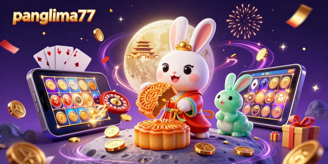 Panglima77's moon rabbit celebrates casino wins with action-packed gaming elements.
