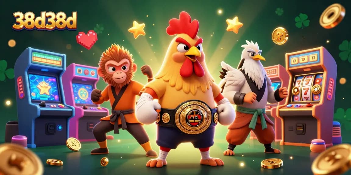 Experience the excitement of 38d38d with a dynamic casino scene featuring vibrant characters.