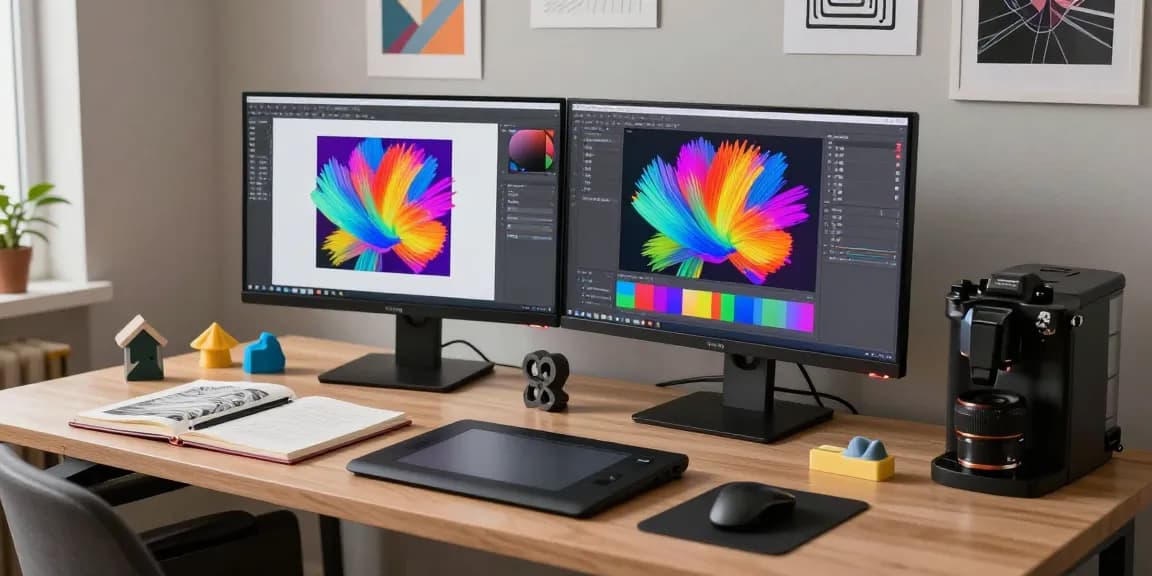 Designer using nano banana 2 AI Editor in a modern digital studio.
