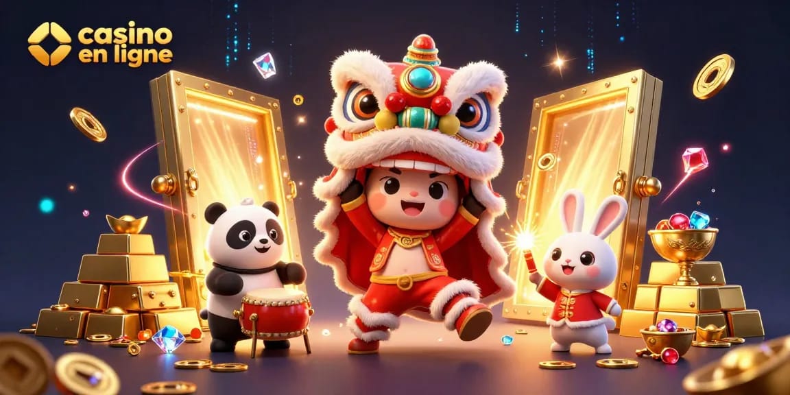 Jouer sur un casino en ligne avec des personnages animés dans une scène colorée et scintillante.