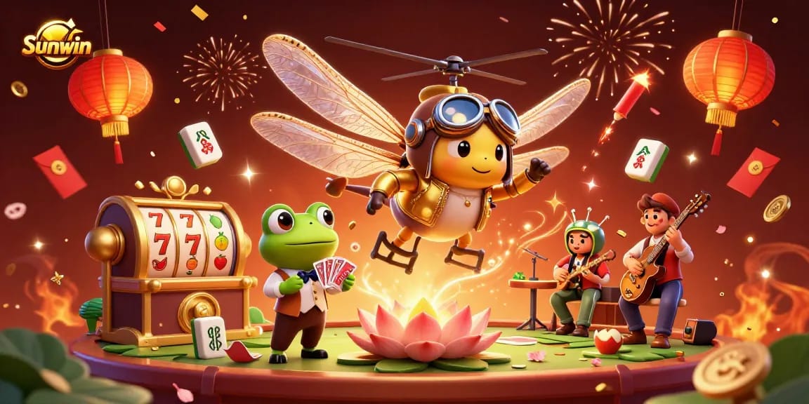 Engage in thrilling fun at Sunwin's dynamic casino with lively characters and vibrant visuals.