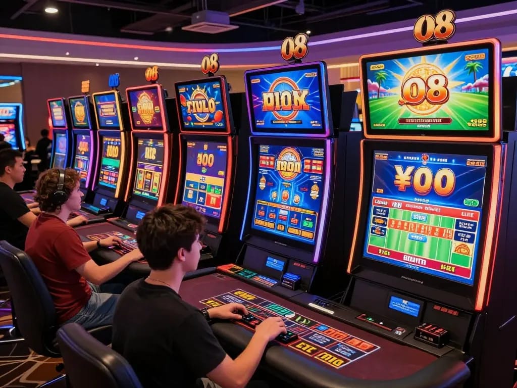 Players enjoying O8's online betting experience in a vibrant gaming environment.