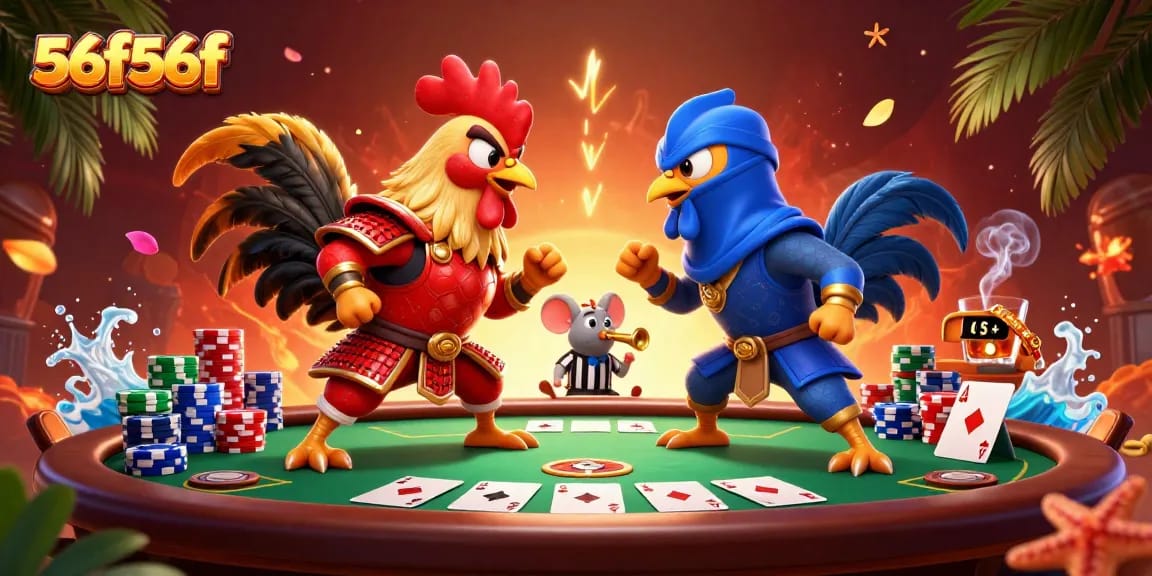Engage in fierce casino action with the 56f56f roosters battling it out in a dramatic poker showdown.