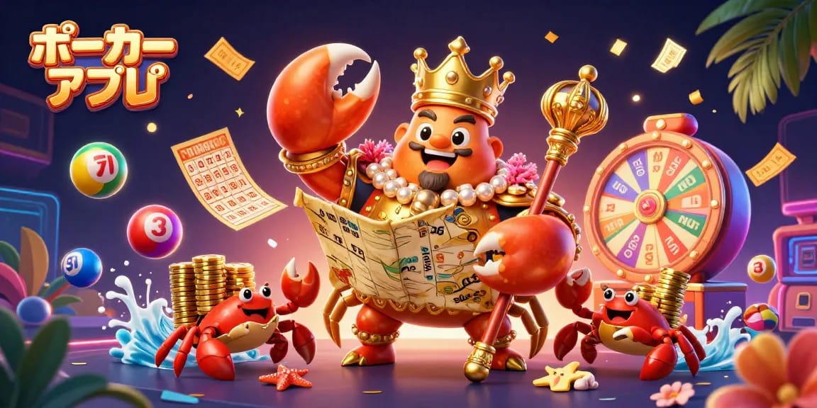 ポーカー アプリで楽しく遊ぶキャラクターたちのダイナミックな3Dイラスト。