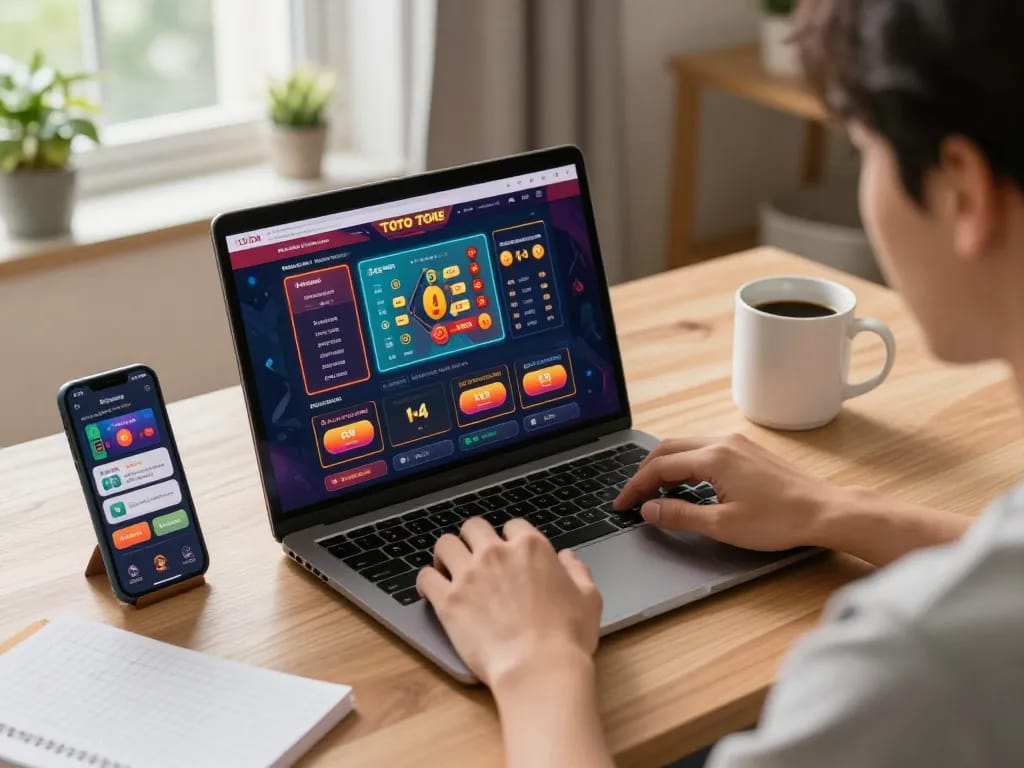 Bergabung dalam strategi taruhan toto togel di laptop selama sesi permainan di rumah yang nyaman