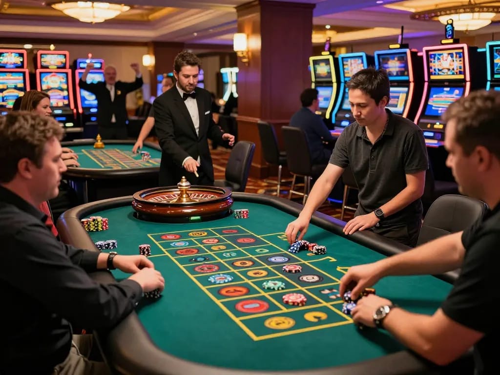 Enjoying a thrilling roulette game at 789CLUB with players celebrating and vibrant chips