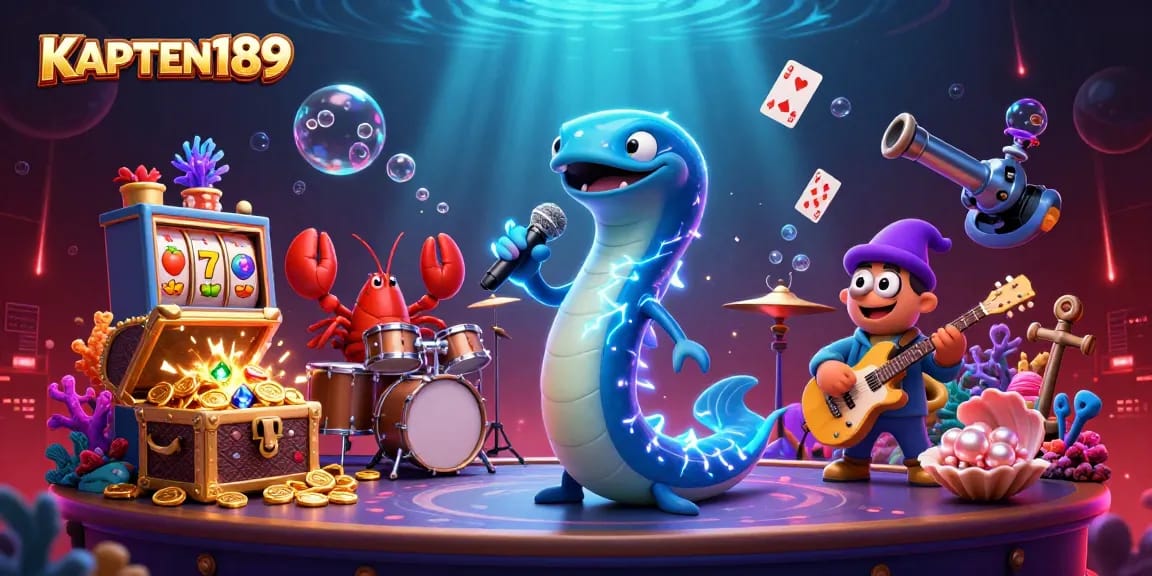 KAPTEN189 adalah situs slot online gacor dengan ilustrasi 3D menarik yang menampilkan elektro belut sebagai DJ.