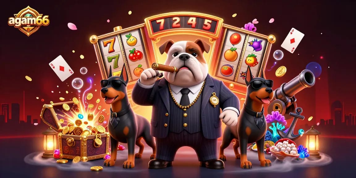 Experience the excitement of agam66 at this vibrant casino scene with jackpot rewards and slot reels!
