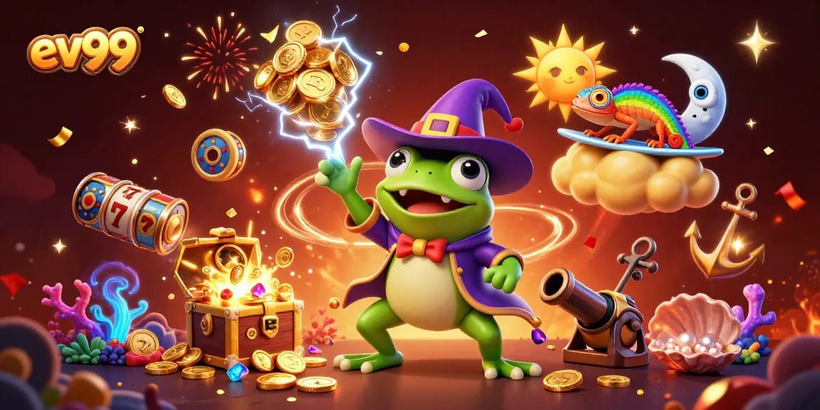 Join the adventure in ev99's casino world where golden coins and lucky reels abound.