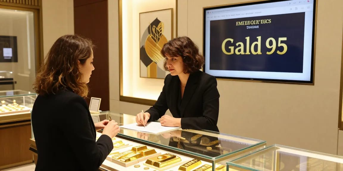 Expert consultant expliquant le cours de l'or dans un magasin de bijoux à Bruxelles