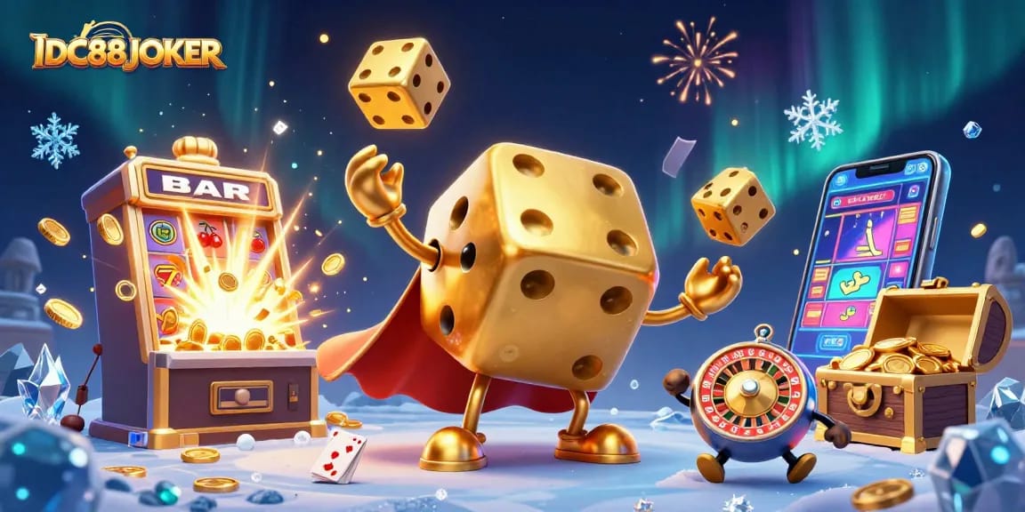 Roll the dice with IDC88JOKER and experience a jackpot explosion in this vibrant casino scene.