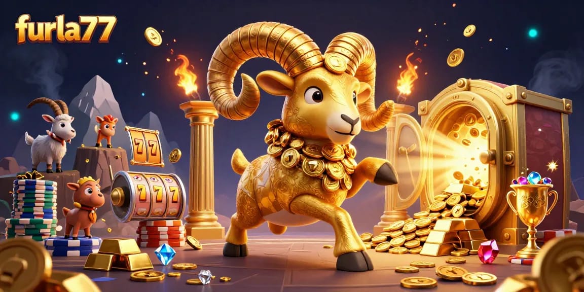 Experience exciting winnings with furla77, a vibrant 3D cartoon illustration of jackpots and treasures.