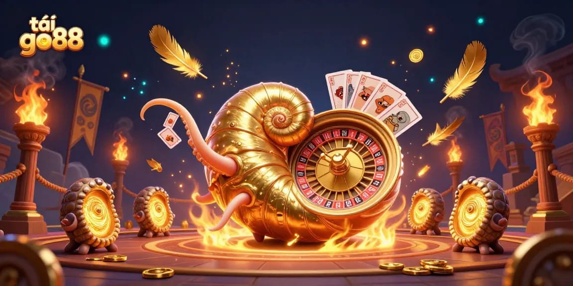 Engage in thrilling gameplay with tải go88 as a giant nautilus dealer launches cards in an ancient setting.