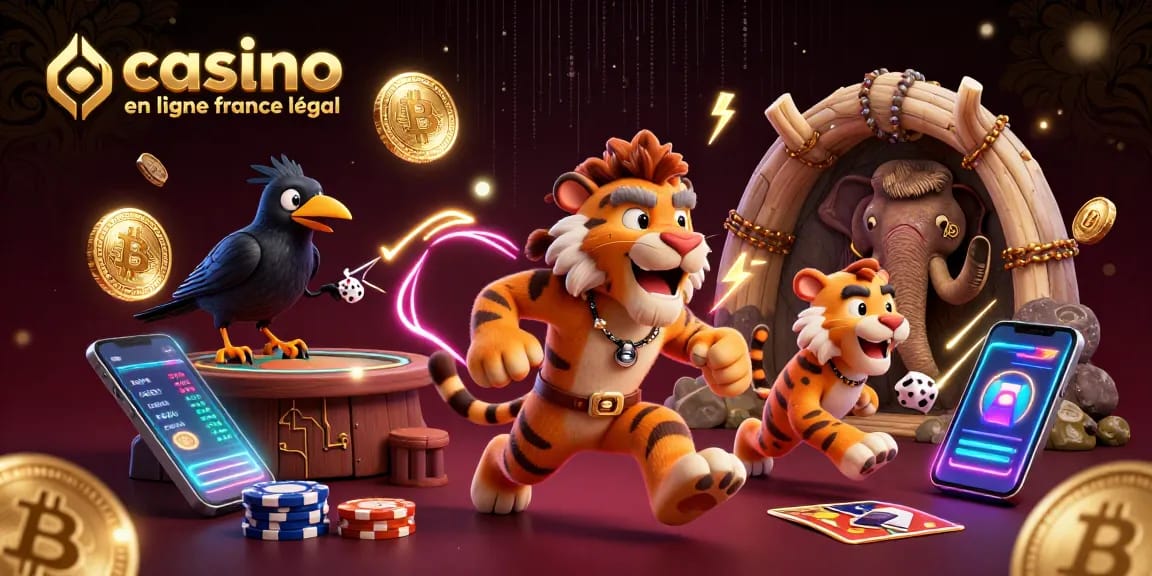 Plongez dans l'univers des jeux de casino en ligne légal en France avec cette illustration animée captivante.