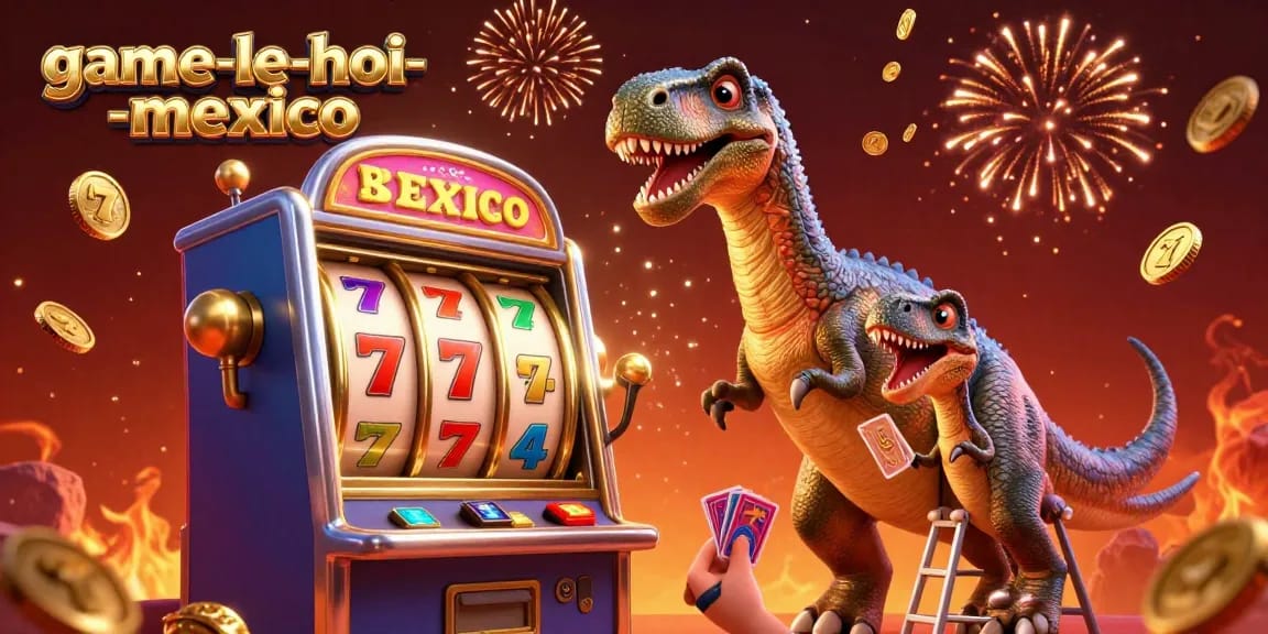 Experience the excitement of game-le-hoi-mexico with vibrant slot machines, lucky 7s, and festive fireworks.