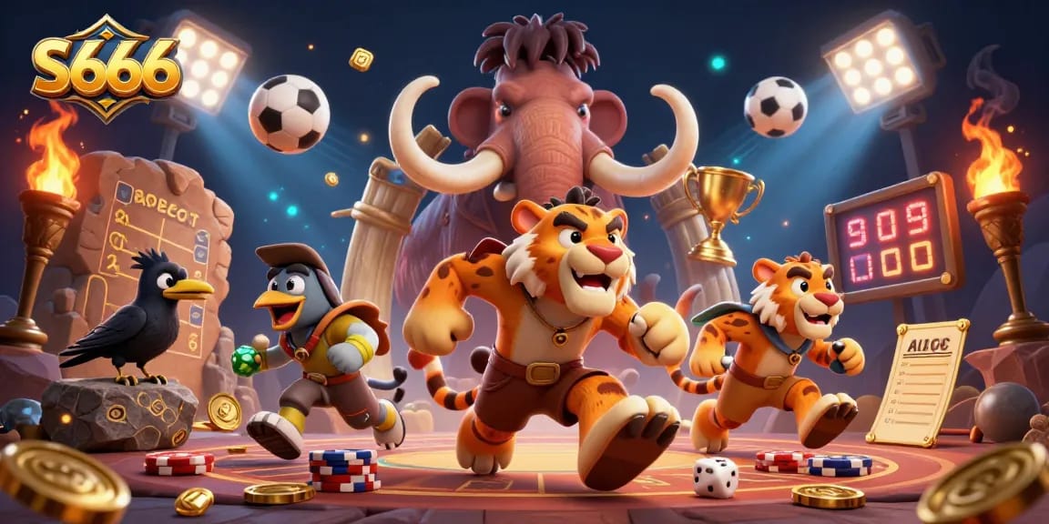 S666 engages players in a thrilling casino experience with vibrant 3D cartoon characters and dynamic gaming elements.