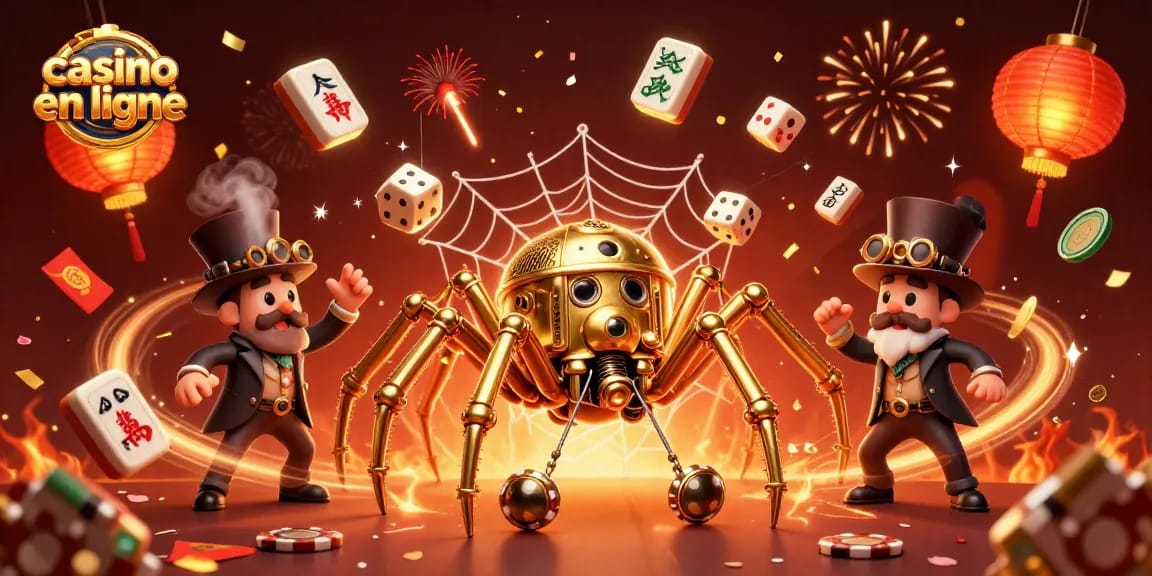 Jouer sur un casino en ligne avec une illustration de personnages amusants et des éléments de jeu captivants.