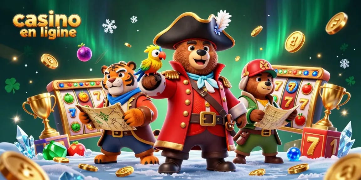 Exploitation des jeux chez un casino en ligne avec un ours pirate et son équipage coloré.