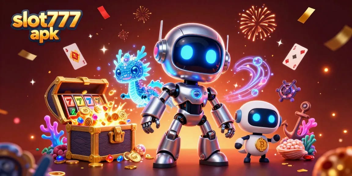 Experience thrilling wins with slot777 apk in this dynamic casino-themed illustration.