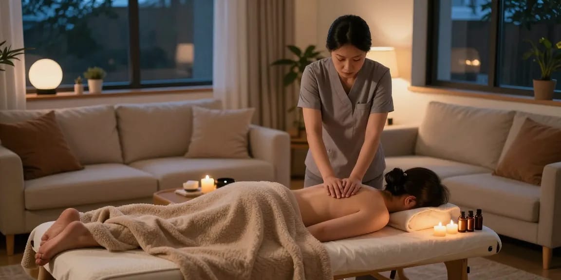 Experience a premium 의정부출장마사지 in a serene home environment with relaxing settings and professional care.