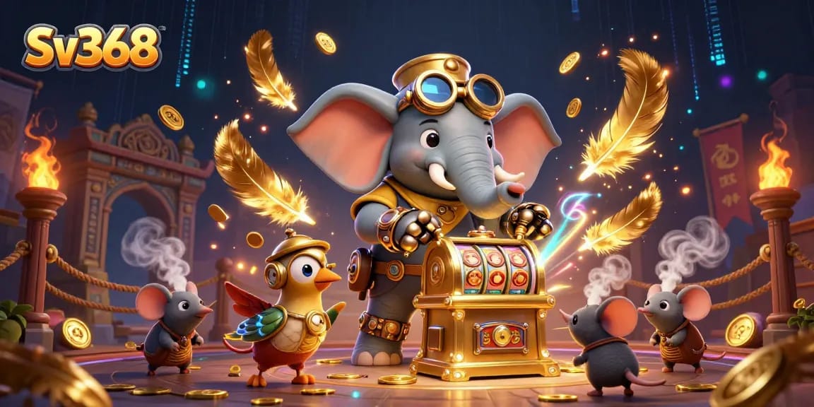 Spin the golden slot machine at Sv368 with steampunk-themed characters and dynamic visuals.