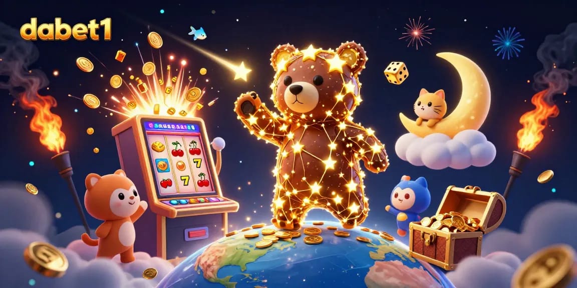 Join dabet1 in a thrilling gaming adventure with vibrant characters and casino elements!