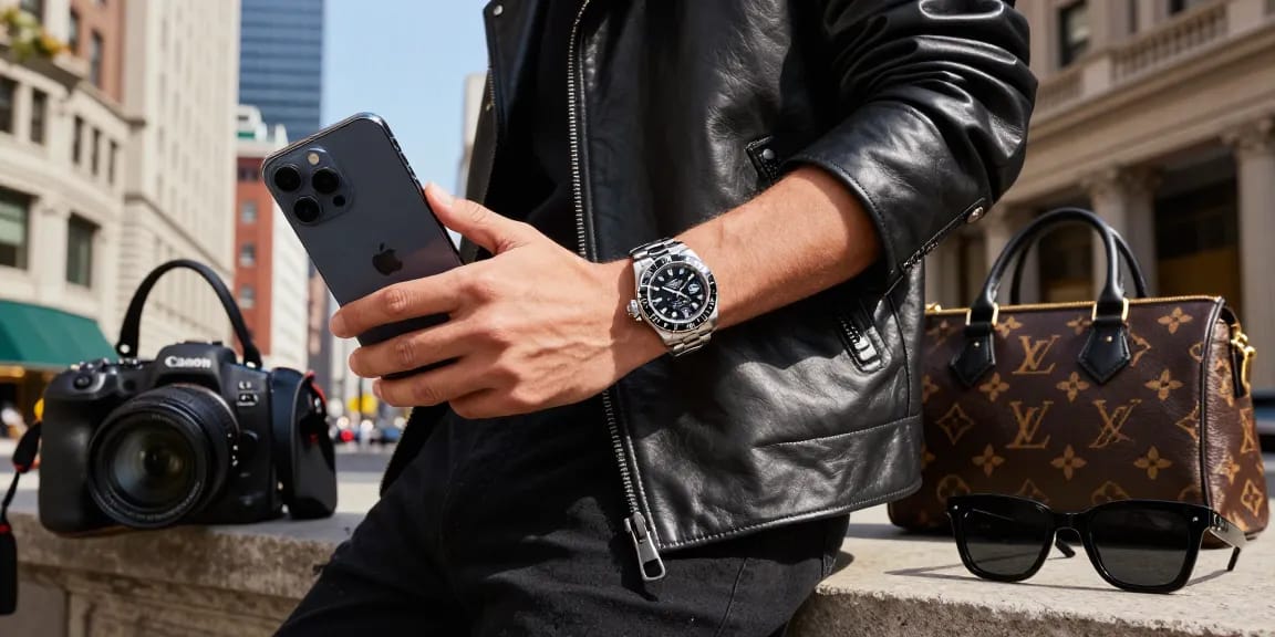 Stylish individual showcasing rolex super clone watches in an urban setting, emphasizing luxury lifestyle.