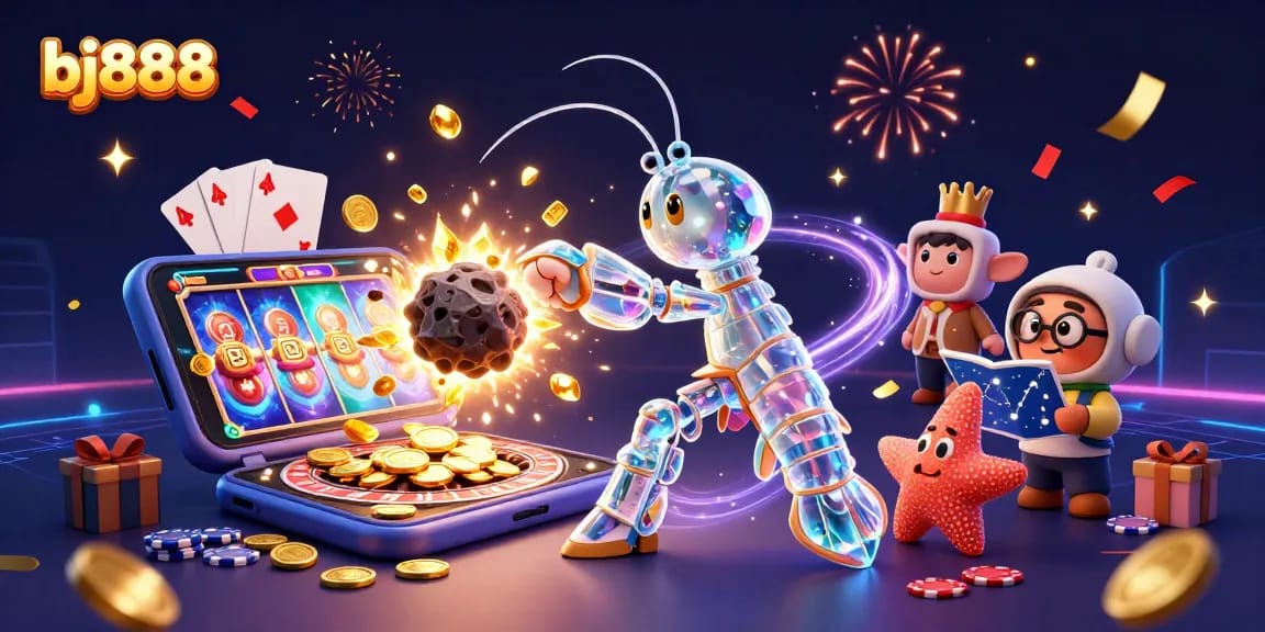 Join the fun at bj888 while the galactic mantis shrimp wins coins in this thrilling casino scene!