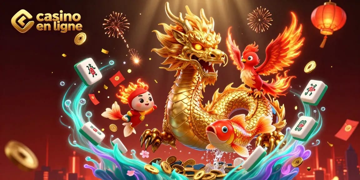 Jouez aux machines à sous et pariez dans un casino en ligne avec un dragon chinois et une carpe chanceuse
