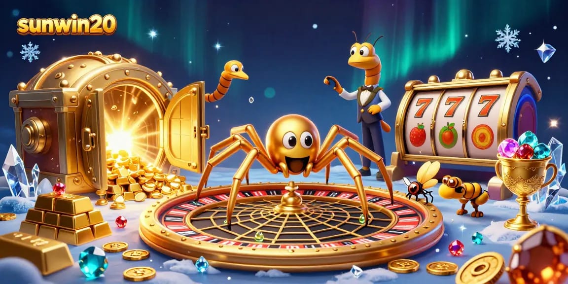 Experience the thrill of betting with sunwin20 at this vibrant, dynamic casino illustration.