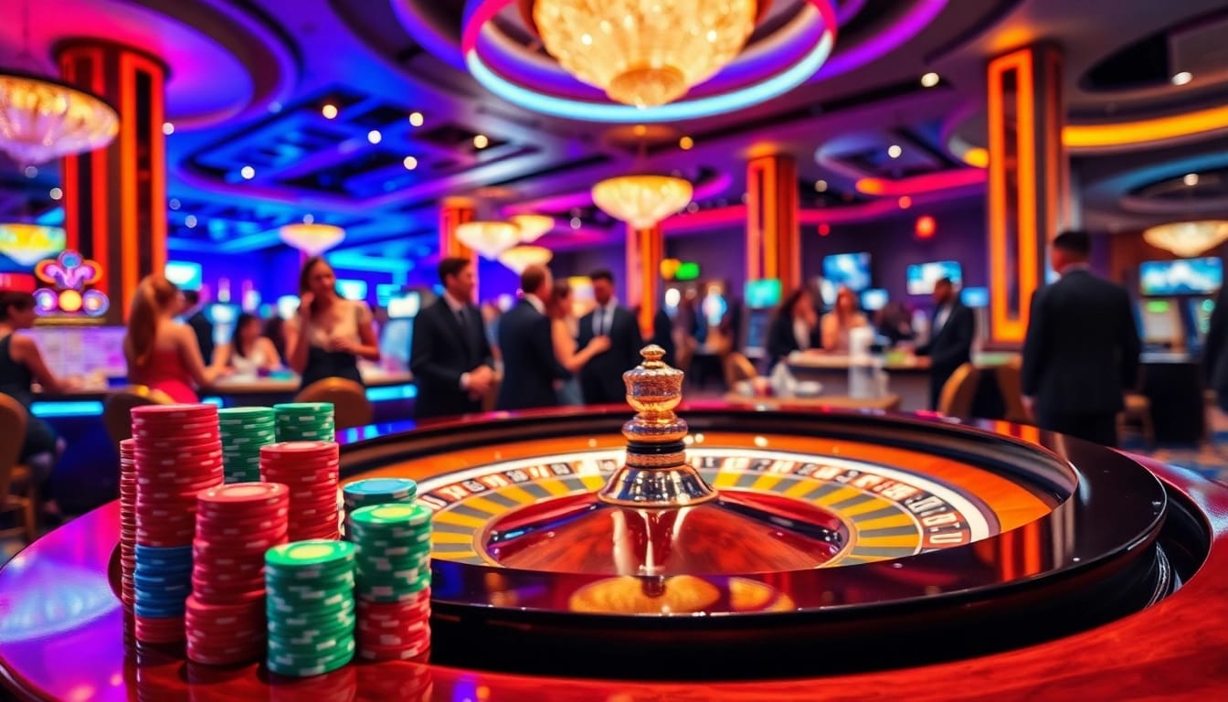 Engaging scene of a Non Uk Casino 2025 with vibrant roulette action and lively players.