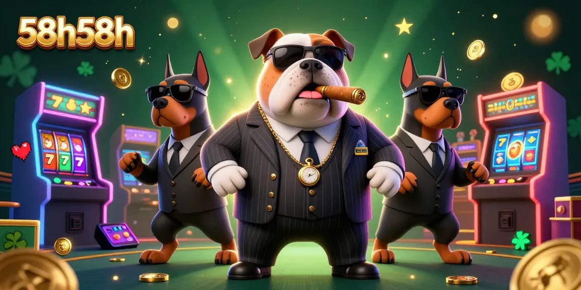 Winning spins at 58h58h with the mafia boss and his bodyguards amidst a vibrant casino scene