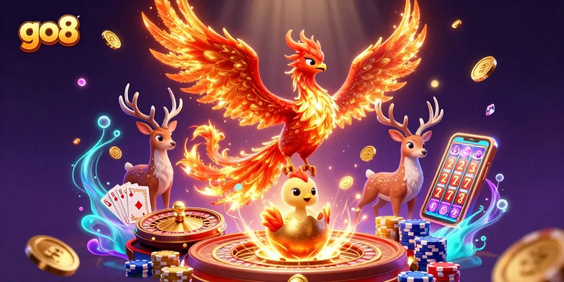 Engage with go8's thrilling casino experience featuring vibrant phoenix and dynamic game elements.