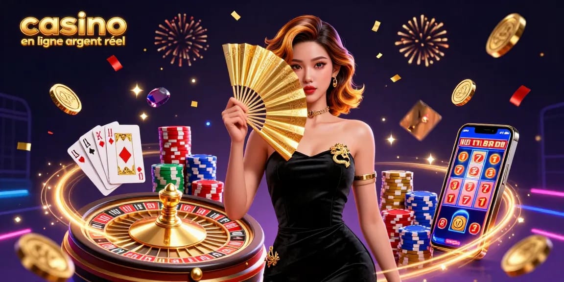 Découvrez un gameplay immersif au casino en ligne argent réel avec une illustration époustouflante d'éléments de casino dynamiques.