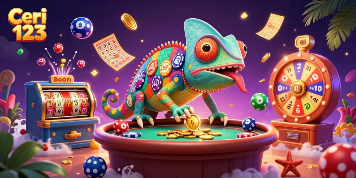 Experience exciting gambling at Ceri 123, featuring a colorful casino scene with dynamic game elements.