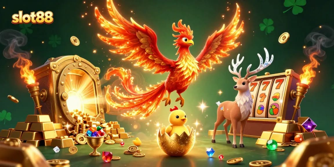 Mainkan slot88 dengan grafis memukau dan simbol keberuntungan yang bersinar dalam perayaan jackpot.