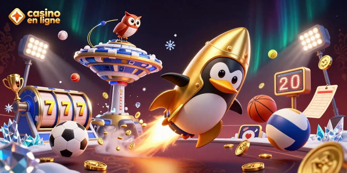 Jouez sur casino en ligne avec un pingouin doré et des éléments de jeux captivants