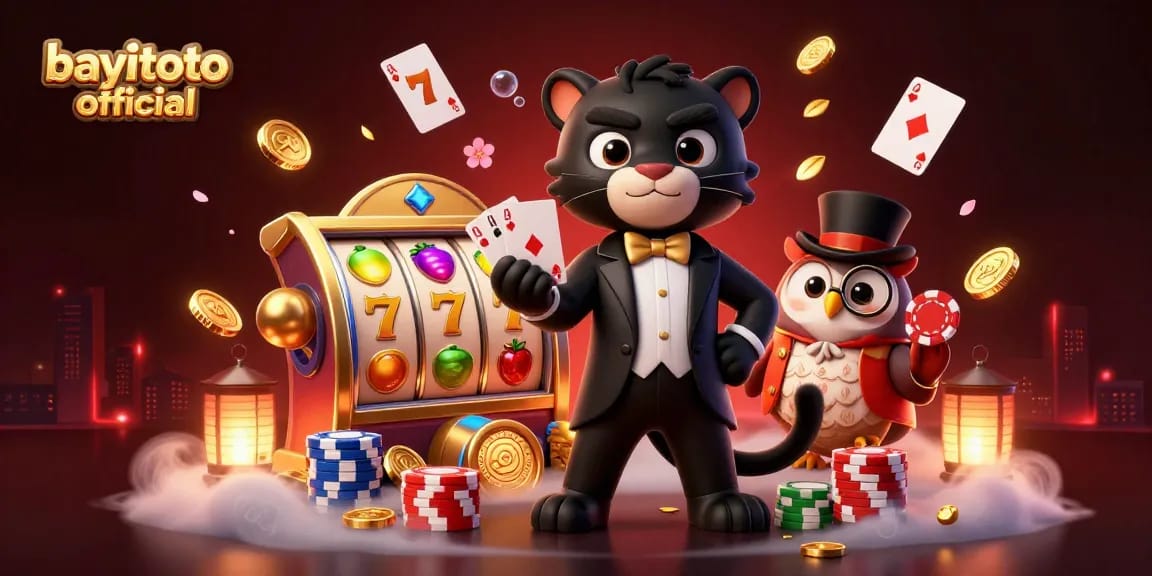 Engage with bayitoto official through a vibrant casino scene featuring a stylish panther and enchanting characters!