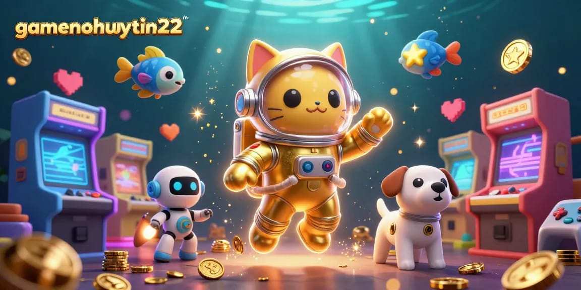 Engage with gamenohuuytin22 in this thrilling space-themed casino scene featuring playful characters and vibrant game elements.