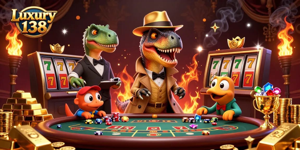 Play exciting casino games at Luxury 138 with animated characters and dynamic gaming elements.