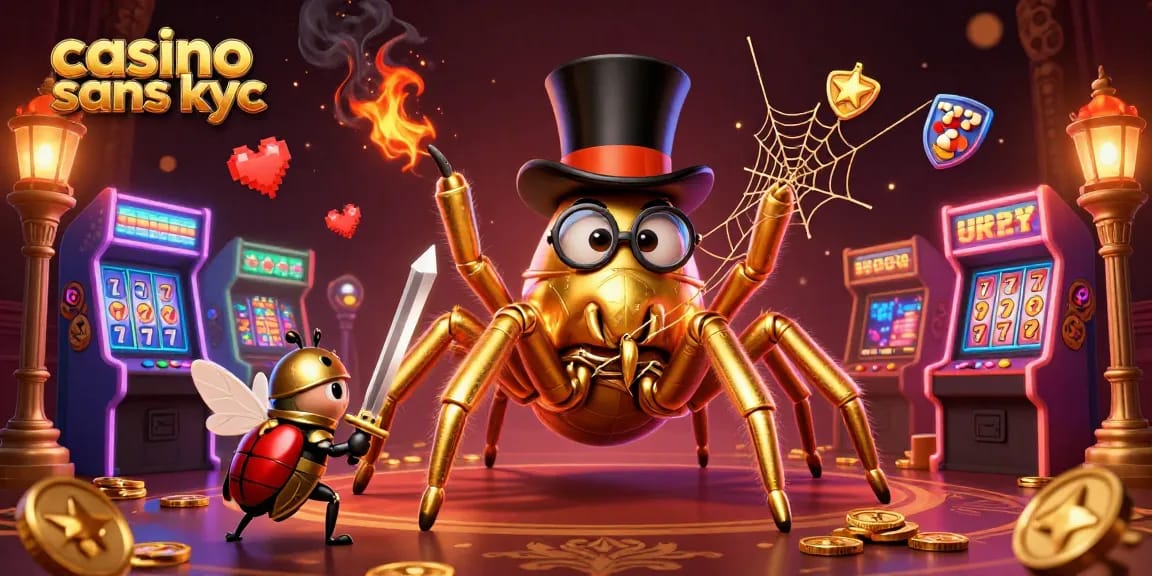 Jouer dans un casino sans KYC tout en découvrant des araignées dorées et des jeux d'arcade.