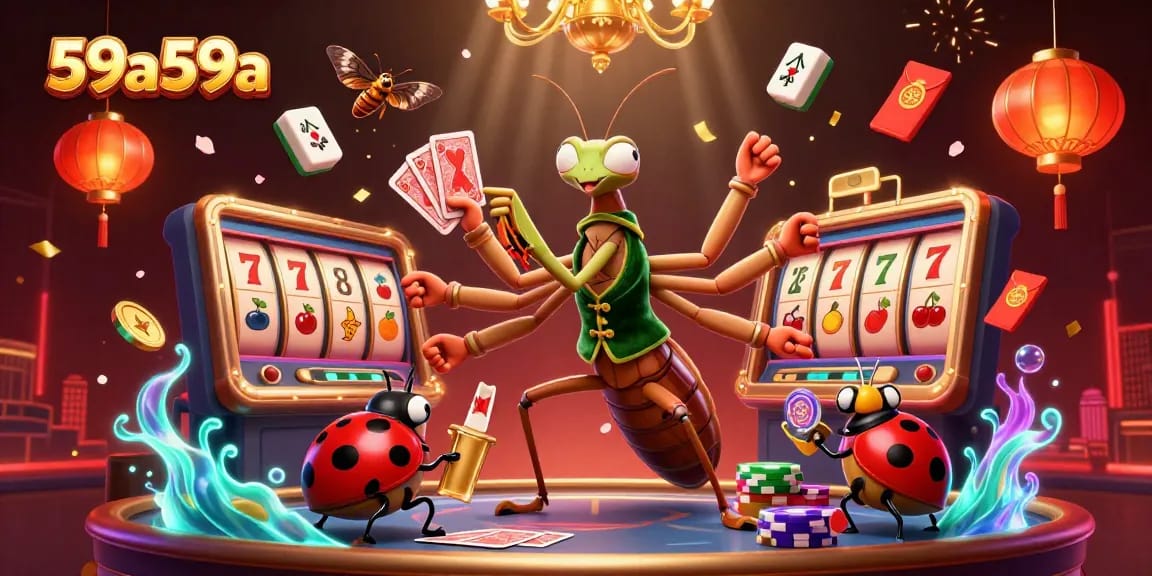 Engage in exciting 59a59a gameplay with slot reels and vibrant casino elements.