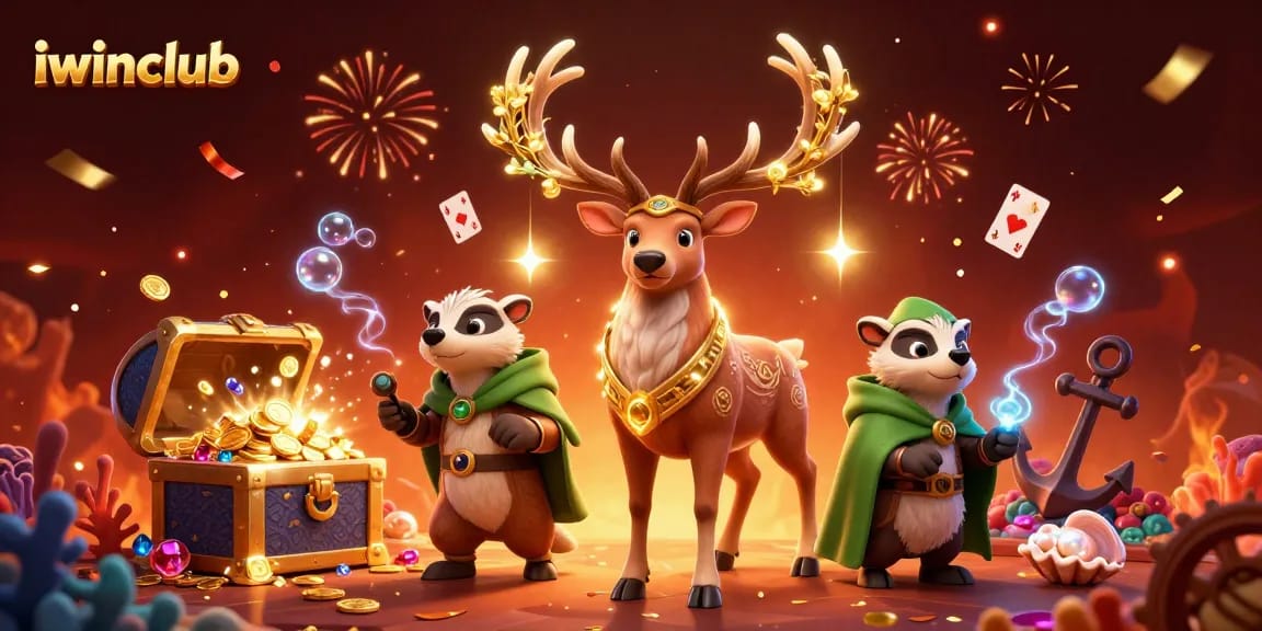 Join the excitement at iwinclub with a lively 3D casino scene featuring rich gaming elements.