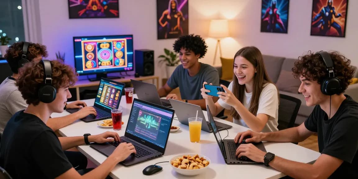 Engaging gaming experience showcasing friends enjoying the CICAKWIN platform in a vibrant setting
