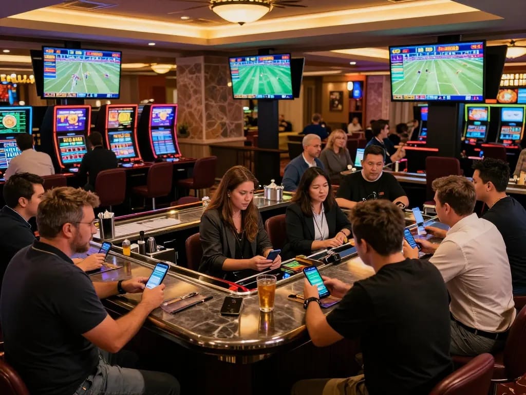 Experience the thrill of thể thao mb66 as bettors engage in strategic sports wagering at a high-end casino.