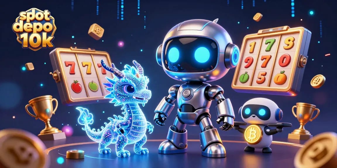 Slot depo 10k menghadirkan karakter 3D menarik dalam ilustrasi kasino digital.