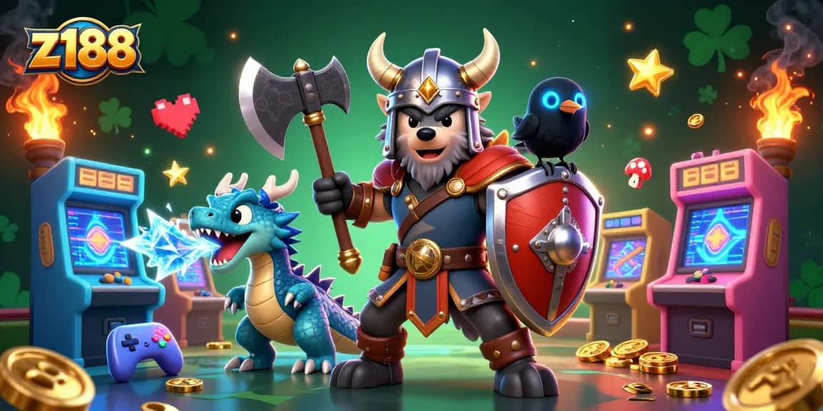 Engage with z188 and spin to win with epic Viking adventures in this thrilling casino scene!